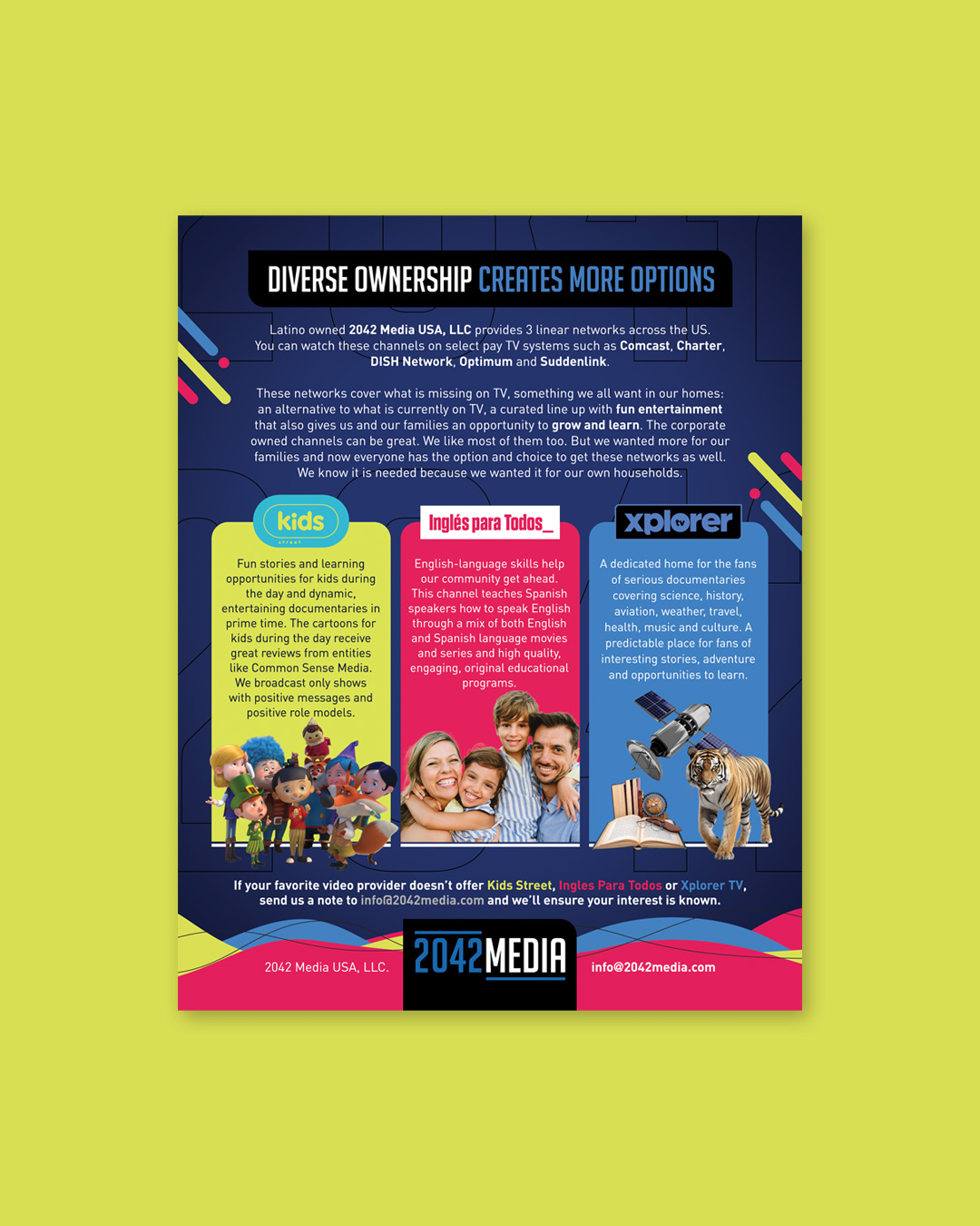 Print design for 2042 Media brand