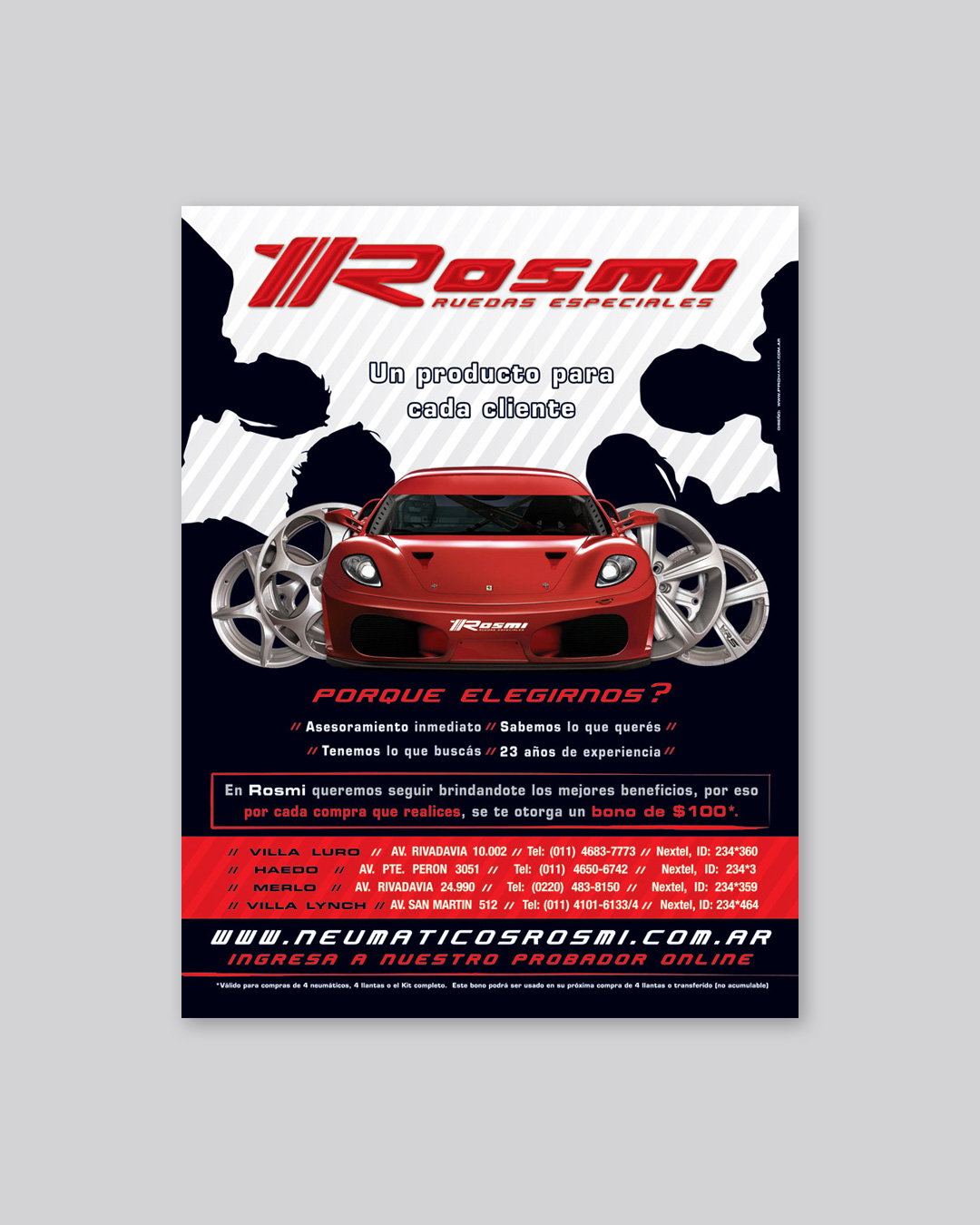 Advertising print design for Rosmi tires